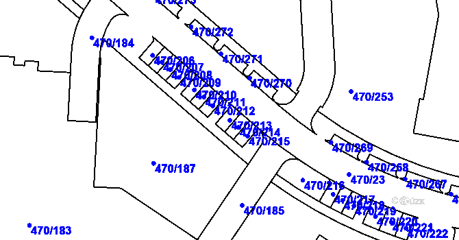 Parcela st. 470/213 v KÚ Letňany, Katastrální mapa