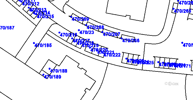 Parcela st. 470/221 v KÚ Letňany, Katastrální mapa