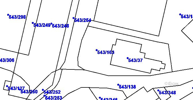 Parcela st. 543/163 v KÚ Letňany, Katastrální mapa