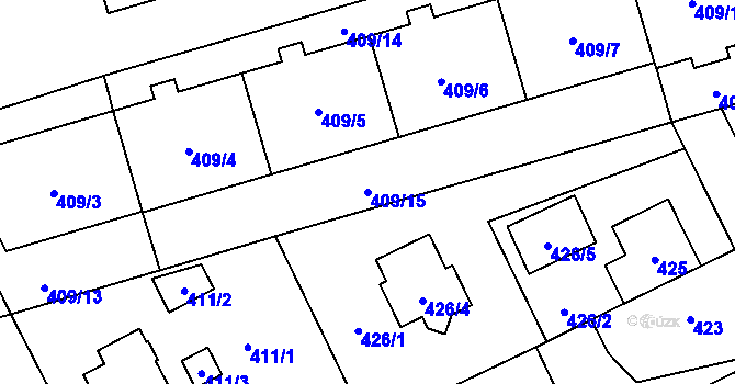 Parcela st. 409/15 v KÚ Letňany, Katastrální mapa