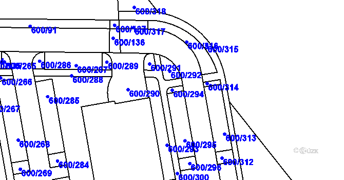 Parcela st. 600/294 v KÚ Letňany, Katastrální mapa