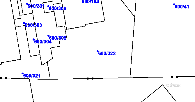 Parcela st. 600/322 v KÚ Letňany, Katastrální mapa