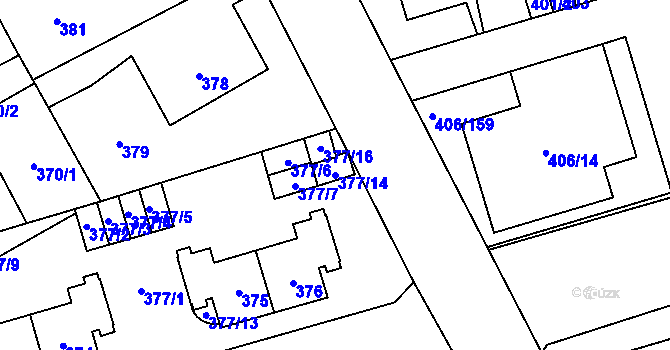 Parcela st. 377/14 v KÚ Letňany, Katastrální mapa