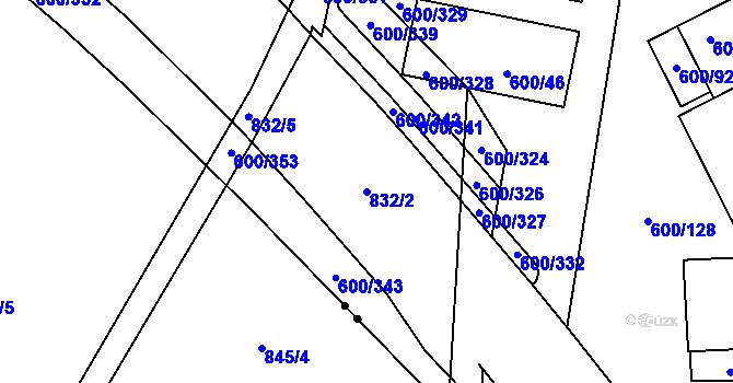 Parcela st. 832/2 v KÚ Letňany, Katastrální mapa