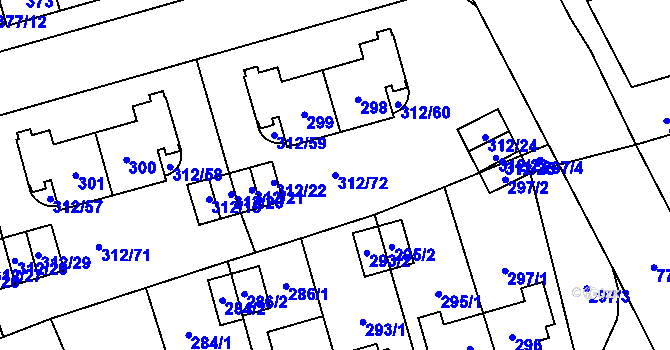 Parcela st. 312/72 v KÚ Letňany, Katastrální mapa