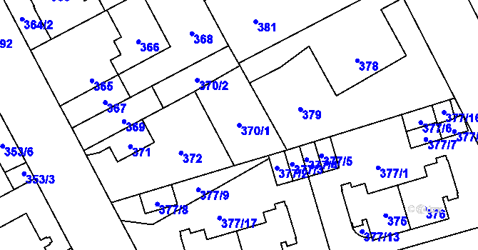 Parcela st. 370/1 v KÚ Letňany, Katastrální mapa