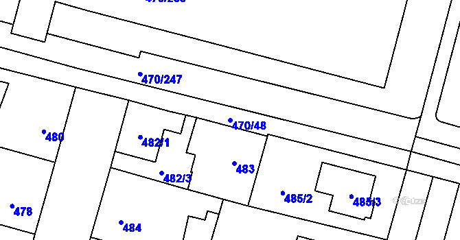 Parcela st. 470/48 v KÚ Letňany, Katastrální mapa