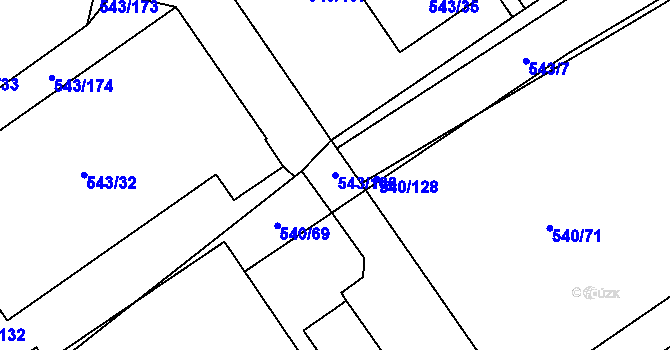 Parcela st. 543/166 v KÚ Letňany, Katastrální mapa