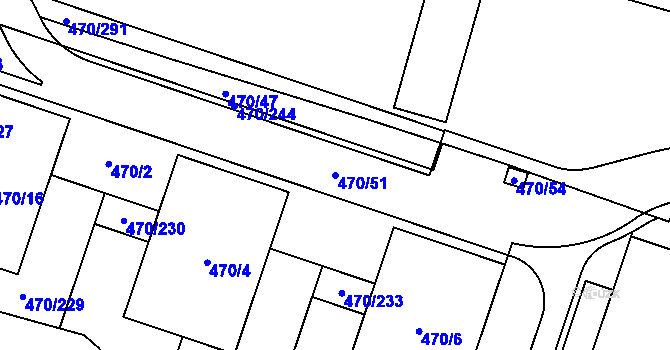 Parcela st. 470/51 v KÚ Letňany, Katastrální mapa