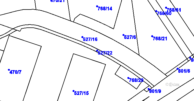 Parcela st. 527/22 v KÚ Letňany, Katastrální mapa