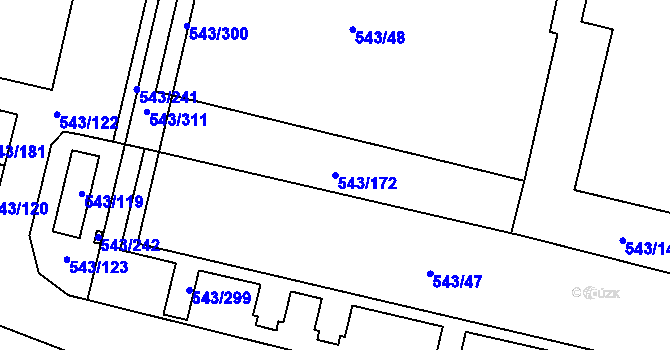 Parcela st. 543/172 v KÚ Letňany, Katastrální mapa