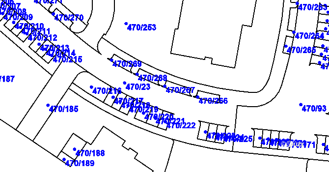 Parcela st. 470/267 v KÚ Letňany, Katastrální mapa
