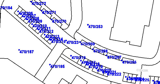 Parcela st. 470/269 v KÚ Letňany, Katastrální mapa