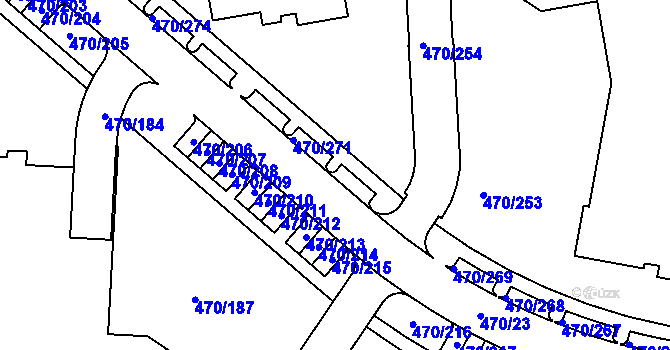Parcela st. 470/270 v KÚ Letňany, Katastrální mapa