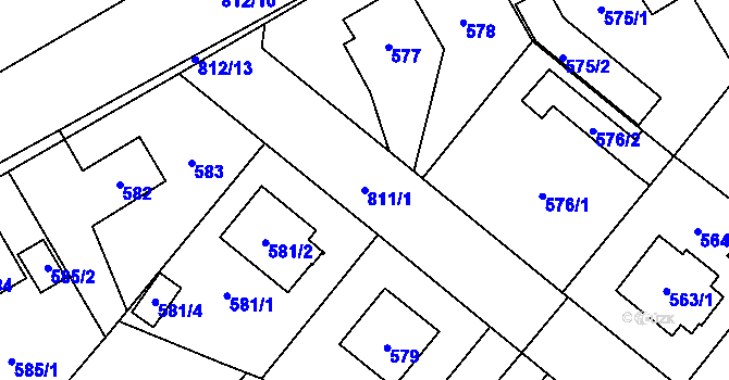 Parcela st. 811/1 v KÚ Letňany, Katastrální mapa