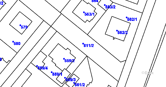 Parcela st. 811/2 v KÚ Letňany, Katastrální mapa