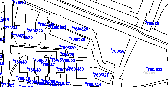 Parcela st. 760/58 v KÚ Letňany, Katastrální mapa