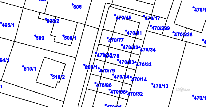 Parcela st. 470/78 v KÚ Letňany, Katastrální mapa