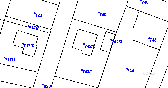 Parcela st. 742/2 v KÚ Letňany, Katastrální mapa