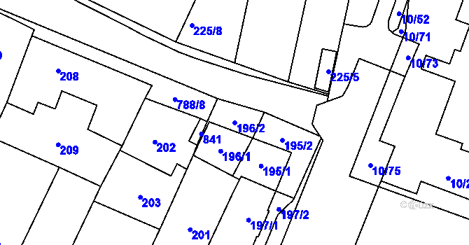 Parcela st. 196/2 v KÚ Letňany, Katastrální mapa
