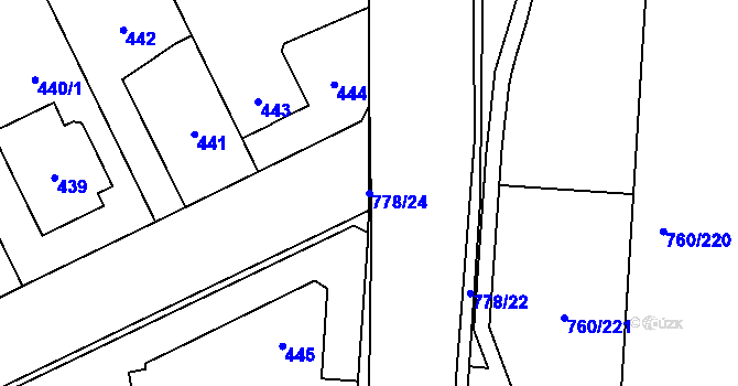 Parcela st. 778/24 v KÚ Letňany, Katastrální mapa