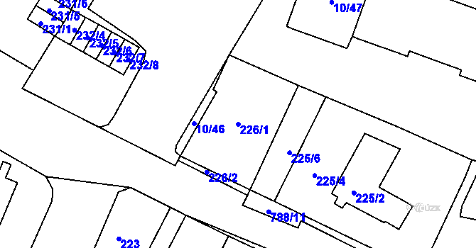 Parcela st. 226/1 v KÚ Letňany, Katastrální mapa