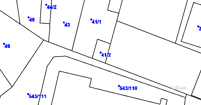 Parcela st. 41/2 v KÚ Letňany, Katastrální mapa