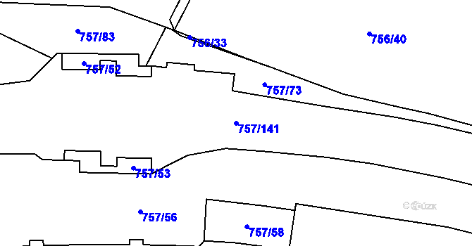 Parcela st. 757/141 v KÚ Letňany, Katastrální mapa