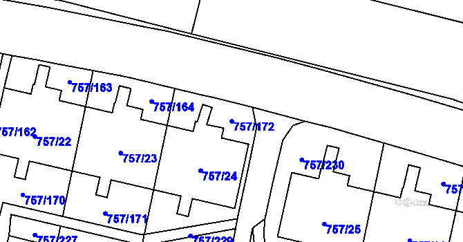 Parcela st. 757/172 v KÚ Letňany, Katastrální mapa