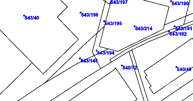 Parcela st. 543/194 v KÚ Letňany, Katastrální mapa