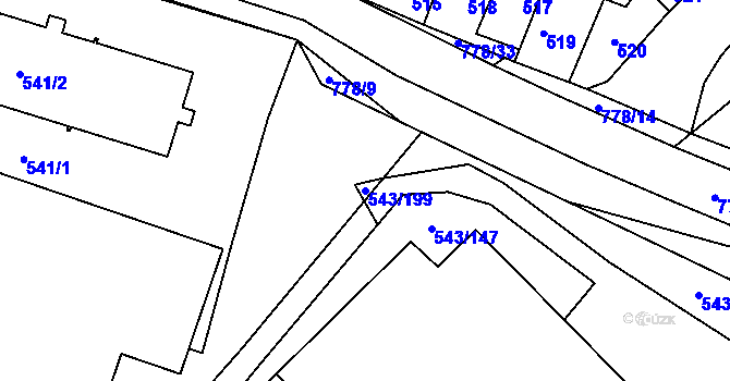 Parcela st. 543/199 v KÚ Letňany, Katastrální mapa