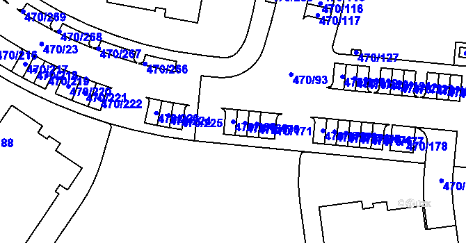 Parcela st. 470/168 v KÚ Letňany, Katastrální mapa