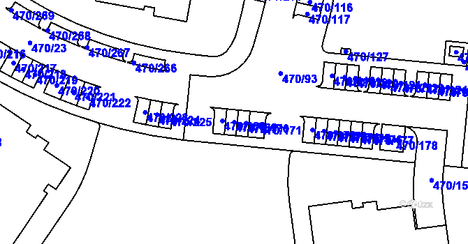 Parcela st. 470/169 v KÚ Letňany, Katastrální mapa