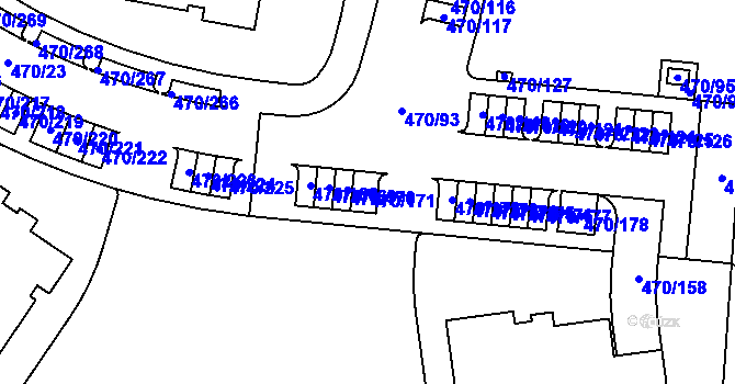 Parcela st. 470/171 v KÚ Letňany, Katastrální mapa