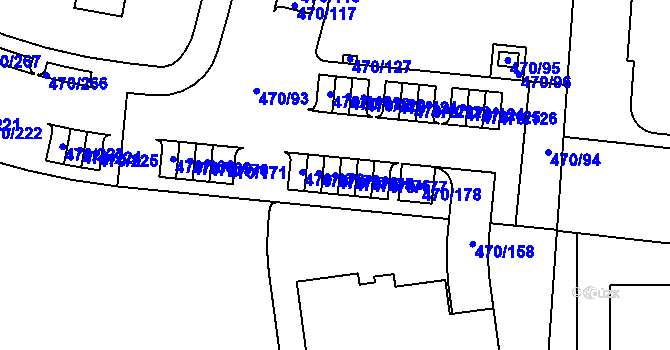 Parcela st. 470/174 v KÚ Letňany, Katastrální mapa