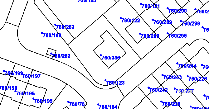 Parcela st. 760/123 v KÚ Letňany, Katastrální mapa