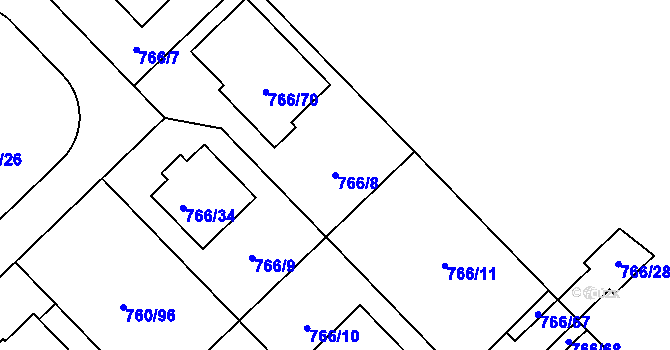 Parcela st. 766/8 v KÚ Letňany, Katastrální mapa