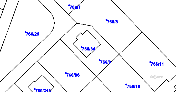 Parcela st. 766/9 v KÚ Letňany, Katastrální mapa