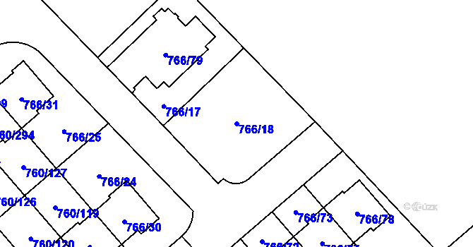 Parcela st. 766/18 v KÚ Letňany, Katastrální mapa