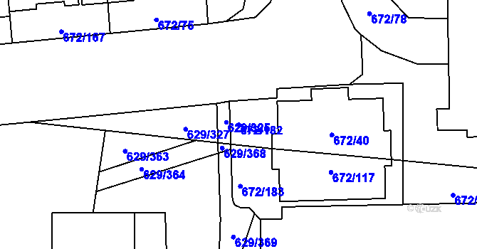 Parcela st. 672/182 v KÚ Letňany, Katastrální mapa