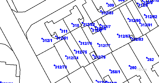 Parcela st. 312/76 v KÚ Letňany, Katastrální mapa