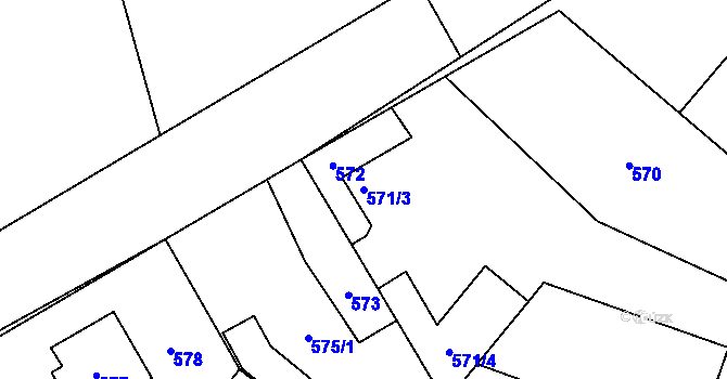 Parcela st. 571/3 v KÚ Letňany, Katastrální mapa