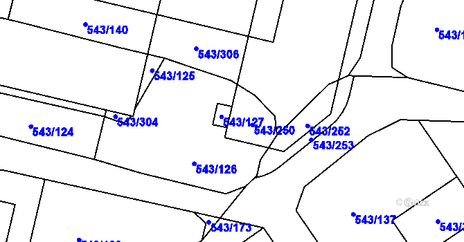 Parcela st. 543/251 v KÚ Letňany, Katastrální mapa