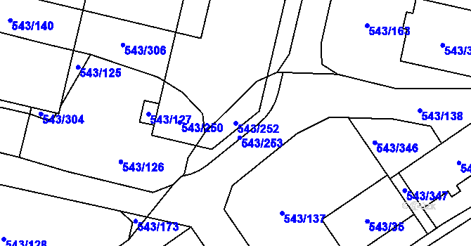 Parcela st. 543/252 v KÚ Letňany, Katastrální mapa