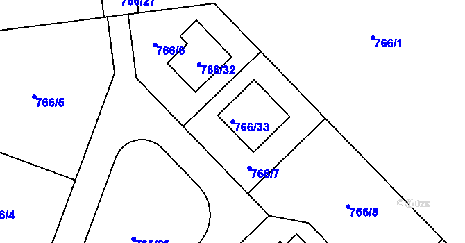 Parcela st. 766/33 v KÚ Letňany, Katastrální mapa