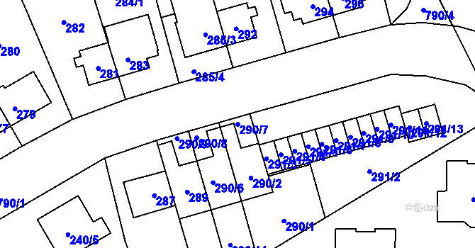 Parcela st. 290/7 v KÚ Letňany, Katastrální mapa