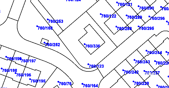 Parcela st. 760/336 v KÚ Letňany, Katastrální mapa