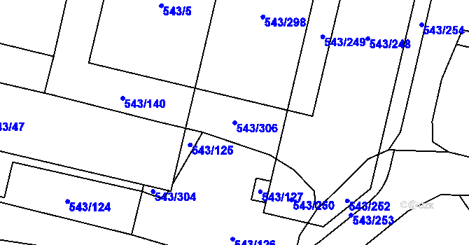 Parcela st. 543/306 v KÚ Letňany, Katastrální mapa