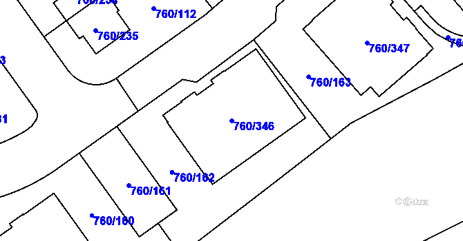 Parcela st. 760/346 v KÚ Letňany, Katastrální mapa
