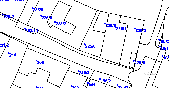 Parcela st. 225/8 v KÚ Letňany, Katastrální mapa
